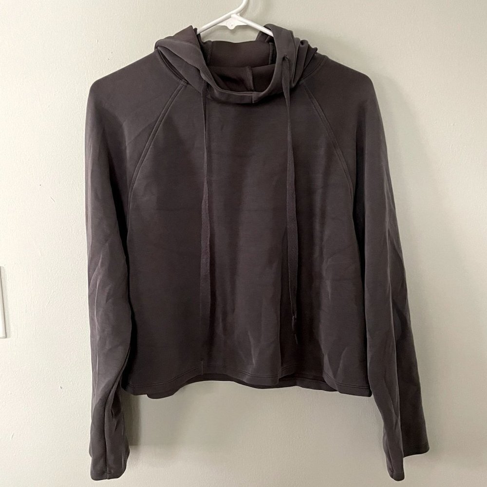 JoyLab gray cropped hoodie hooded sweater casual athleisure workout brown casual